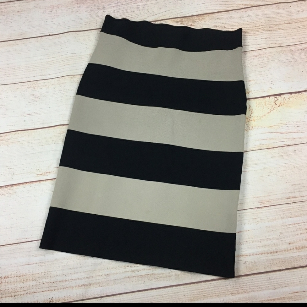 BCBGMAXAZRIA Striped High Waist Bandage Skirt
